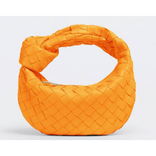 Bottega Veneta Mini intrecciato кожена чанта с горна дръжка 651876 Tangerine