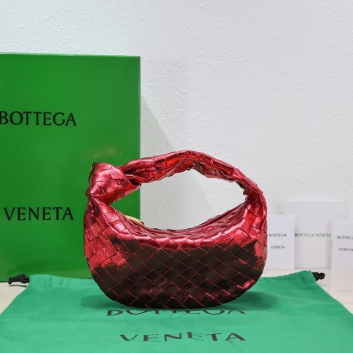 Bottega Veneta Mini intrecciato кожена чанта с горна дръжка 651876 червена