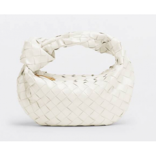 Bottega Veneta Mini intrecciato лачена чанта с горна дръжка JODIE 651876V WHITE