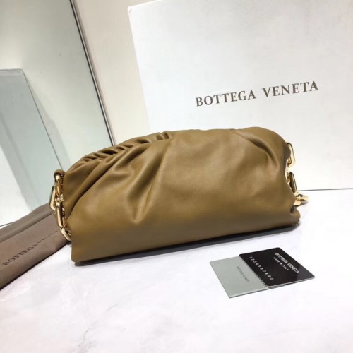 Чанта за рамо от мека агнешка кожа Bottega Veneta Nappa 620230 Каки