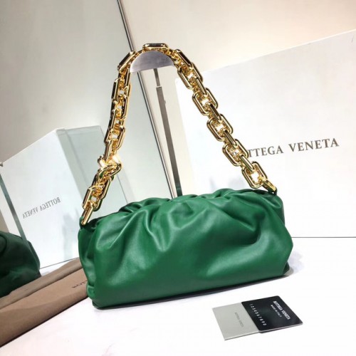 Чанта за рамо Bottega Veneta от агнешка кожа Nappa 620230 зелена