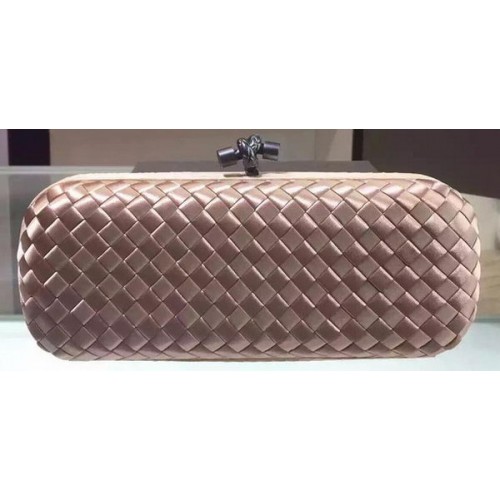 Кожен клъч от овча кожа Bottega Veneta STRETCH Knot BV8651 светло златист