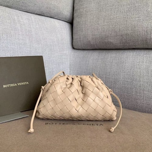 Bottega Veneta Овча кожа, тъкана оригинална кожа BV3693, бяло