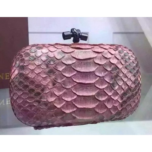 Кожена чанта Bottega Veneta със змийски възел BV8653 Розова