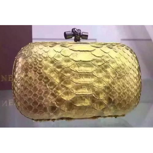 Кожена чанта Bottega Veneta със змийски възел BV8653 жълта