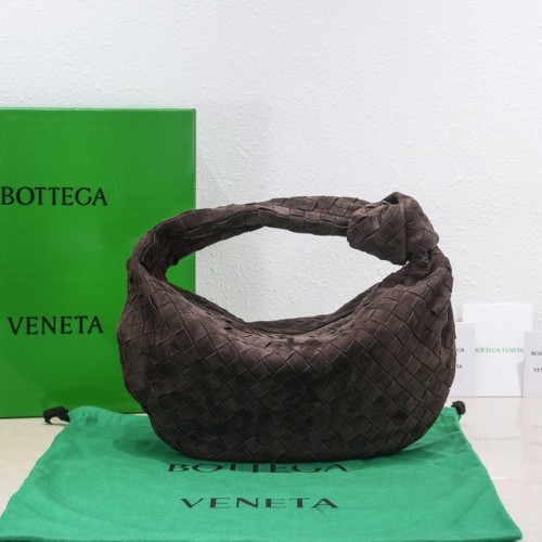 Велурена чанта с горна дръжка Bottega Veneta intrecciato 690225 кафява