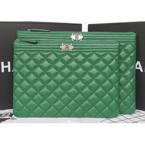 Момче Chanel Cannage Pattern Clutch A69254 Green