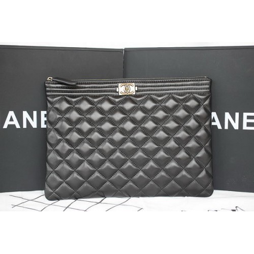 Кожен клъч Chanel Chevron черен A69253