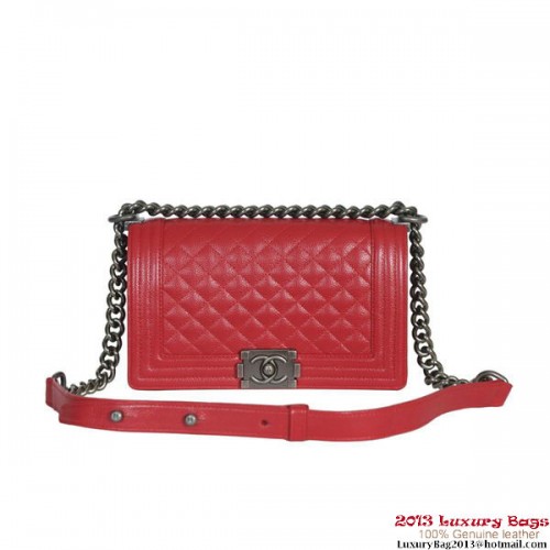Чанта за рамо Boy Chanel Flap Classic Cannage Patterns A30172 червена