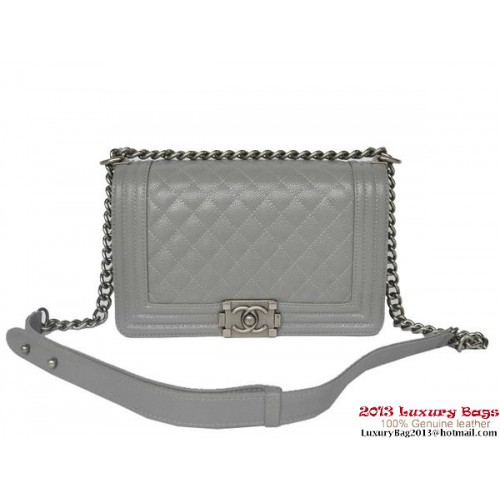 Чанта за рамо Boy Chanel Flap Classic Cannage Patterns A67086 сива