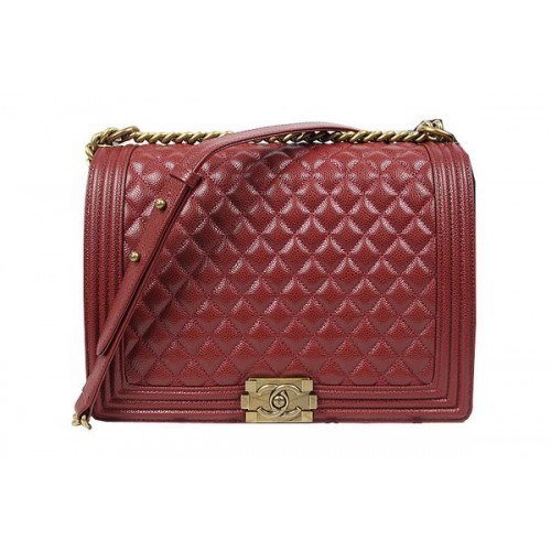 Чанта за през рамо Boy Chanel Flap Original Cannage Pattern A67087 Бордо