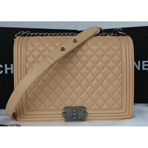 Чанта за през рамо Boy Chanel Flap от оригинална овча кожа A67087, кайсия