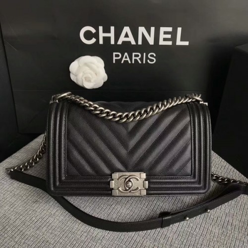 Момчешки чанти Chanel Original Chevron Leather 67086 Черни