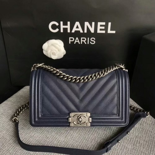 Момчешки чанти Chanel Original Chevron Leather 67086 син