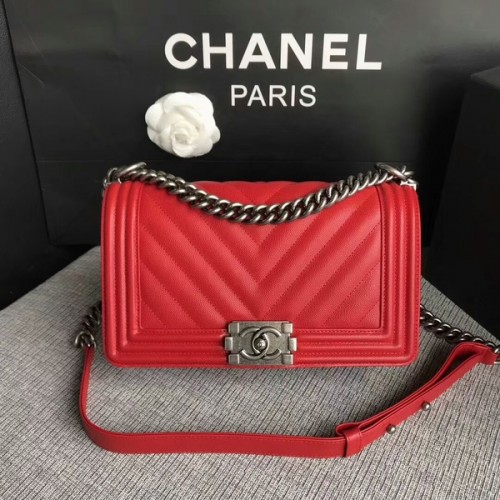 Момчешки чанти Chanel Original Chevron Leather 67086 Червени
