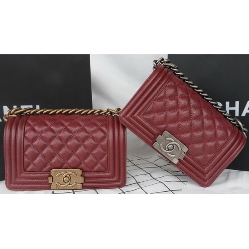 Мини чанта Chanel с капак, оригинален модел Cannage A67085, бордо