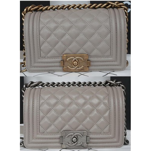 Мини чанта Chanel с капак, оригинален модел Cannage A67085, сива
