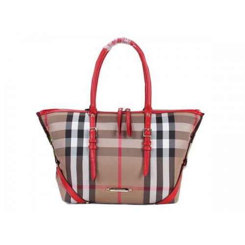 Чанта за през рамо BurBerry House Check Saddlestitch B20551 червена