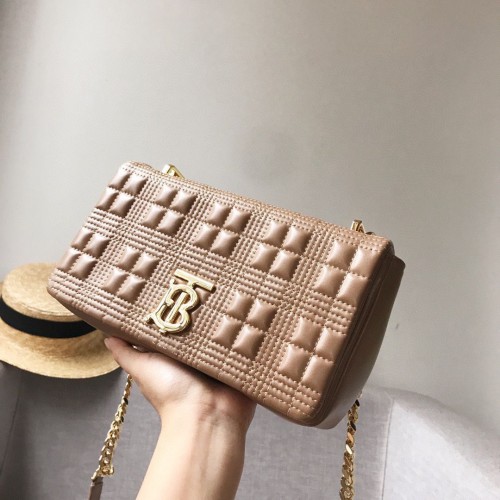 Кожена чанта за рамо BurBerry 7462 каки