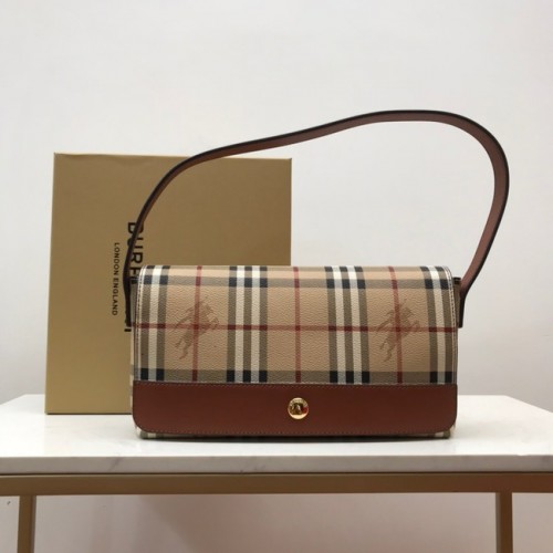 Кожена чанта за рамо BurBerry 80118 кафява