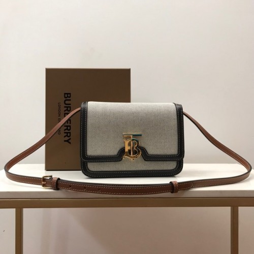Кожена чанта за рамо BurBerry 80146 черно-кафява