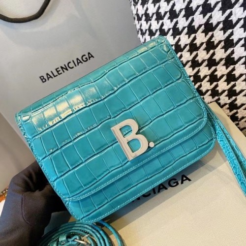 Кожена чанта за рамо BurBerry 80195 небесно синьо