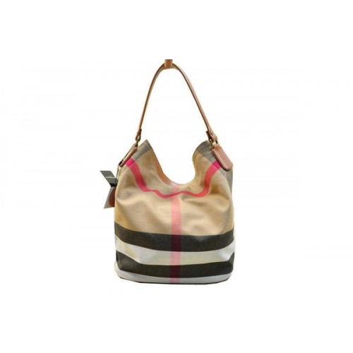 Чанта Burberry Medium Brit Check Hobo B8931, цвят пшеница