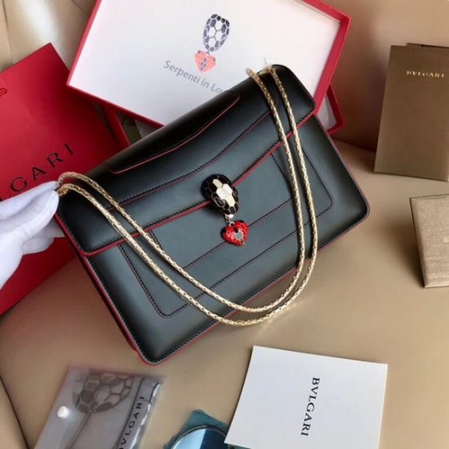 Bvlgari Forever serpenti in love Оригинална чанта през рамо от телешка кожа 2466 черна