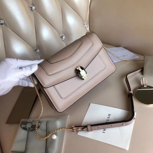 Чанта за рамо Bvlgari Original Calfskin Serpenti Forever 5590 светло розова