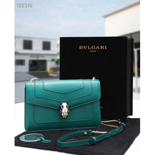 Малка кожена чанта през рамо Bvlgari Serpenti Forever 28090 Emerald