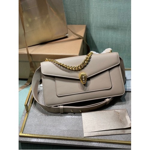 Малка кожена чанта през рамо Bvlgari Serpenti Forever 292833 сива