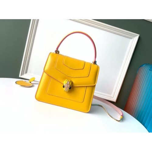 Малка кожена чанта през рамо Bvlgari Serpenti Forever 70736 жълта