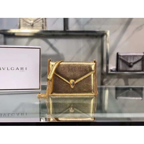 Малка кожена чанта през рамо Bvlgari Serpenti Forever B210544 златиста