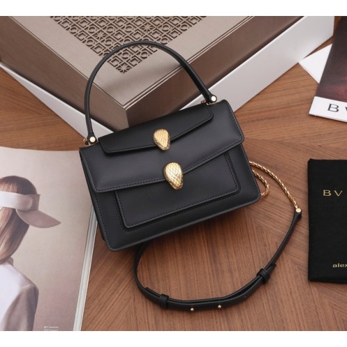 Малка кожена чанта през рамо Bvlgari Serpenti Forever B21076 черна