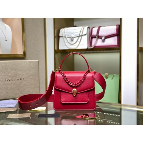 Малка кожена чанта през рамо Bvlgari Serpenti Forever B210763 розова