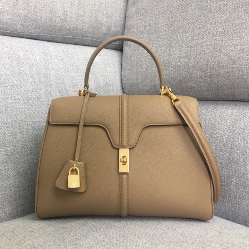 Чанта Celine Medium 16 от сатинирана телешка кожа 187373 Каки