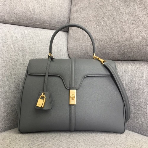 Чанта Celine Medium 16 от сатинирана телешка кожа 187373 сива