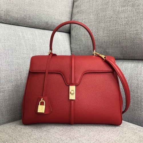 Чанта Celine Medium 16 от сатинирана телешка кожа 187373 червена