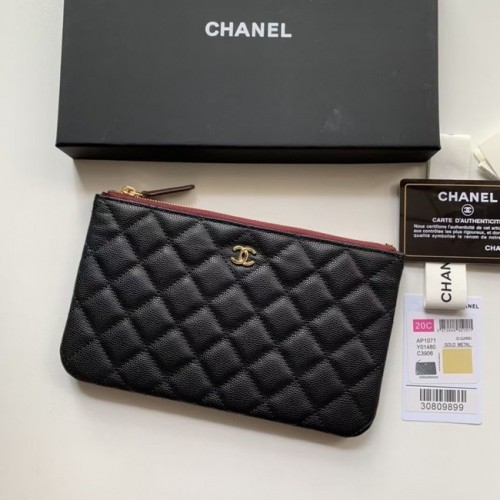 Чанта за носене CHANEL 19 Caviar Original от кожа AP1060 черна