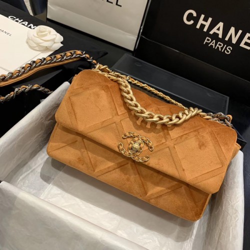 Чанта с капак CHANEL 19 AS1160, цвят камила