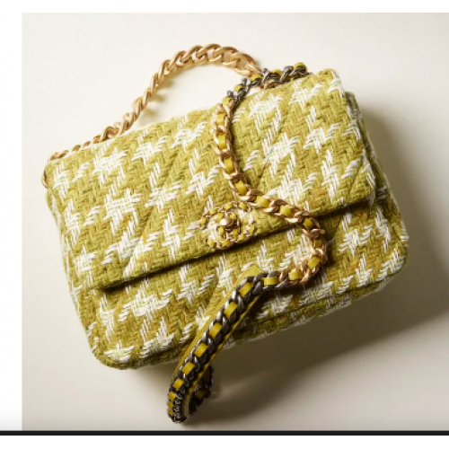 ГОЛЯМА ЧАНТА CHANEL 19 AS1161, зелено екрю