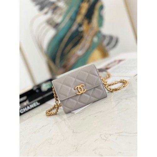 Чанта Chanel с верижка 81156 сива