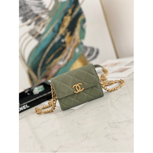 Чанта Chanel с верижка 81156 зелена