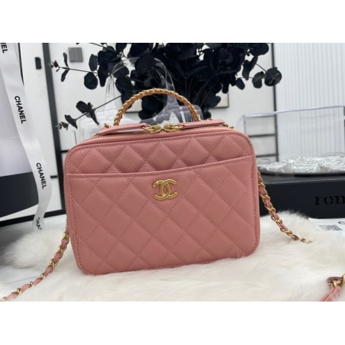 Чанта CHANEL Зърнеста телешка кожа и златист метал AP3222 розова