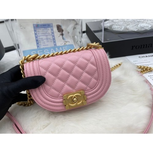 Чанта Chanel Messenger Mini Boy AS3351 розова