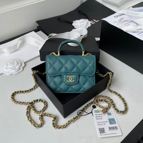 CHANEL Мини Портфейл с Верижка с Горна Дръжка AP2200 Зелен