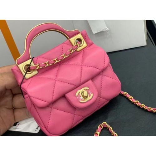 CHANEL Мини Портфейл с Верижка с Горна Дръжка AP2271 розов