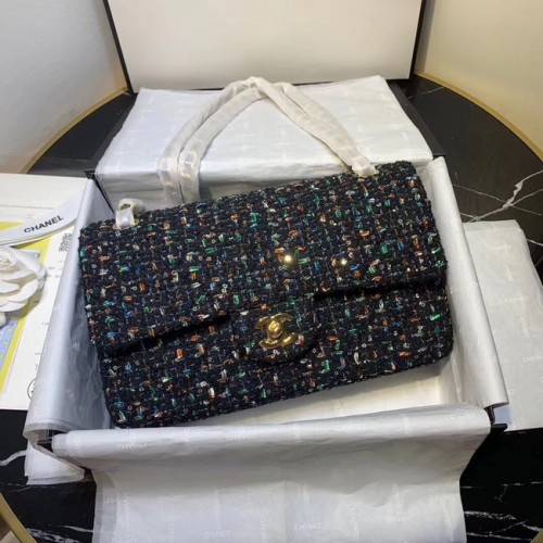 CHANEL Туид телешка кожа - Златист цвят - Метал 1112 тъмносин