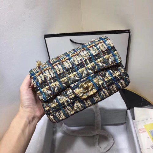 CHANEL Туид телешка кожа - златист цвят - метален AS1116 златист