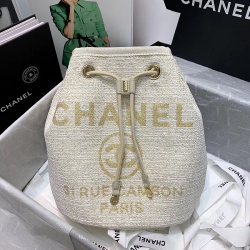 Чанта от телешка кожа CHANEL Tweed, златист метал, 60588, бяла